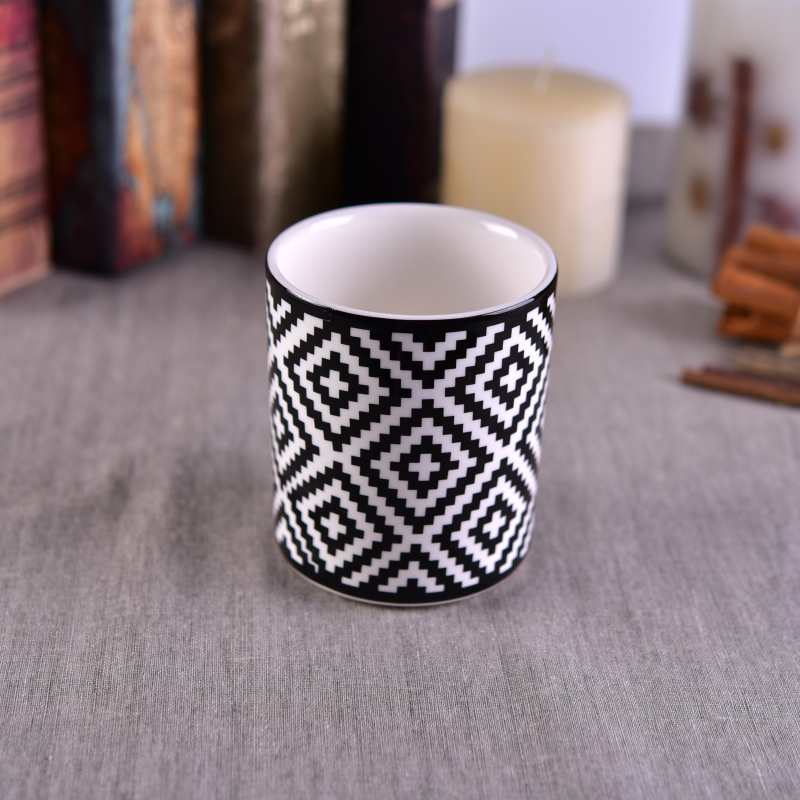 Decal printing votive ceramic candle holder