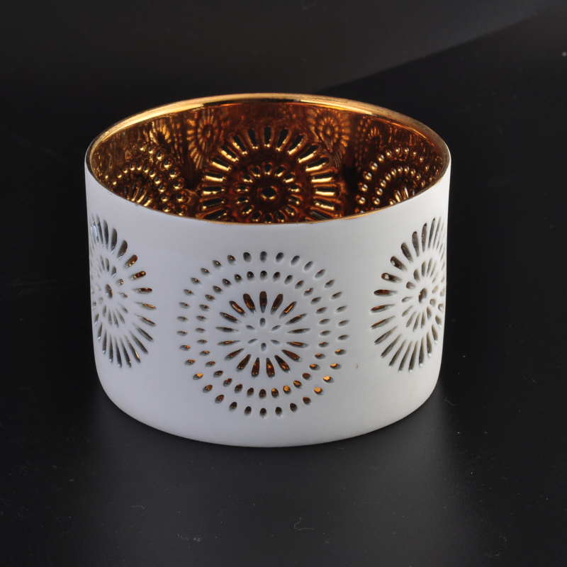 Ceramic candle container candle holder wholesale electroplating