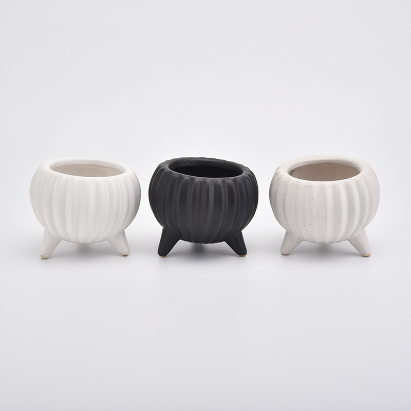 Embossed Black Candle Ceramic holder Wholesale