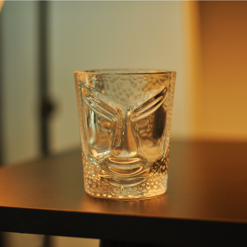 Supporto di candela di fronte design vetro in rilievo