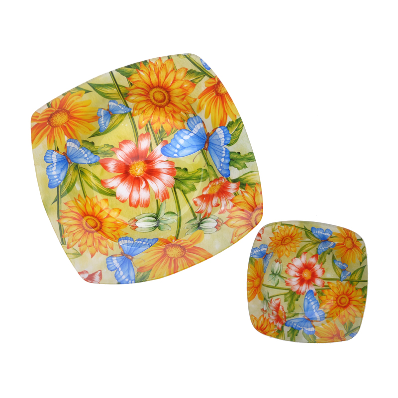 Prato de frutas de vidro flor padrão