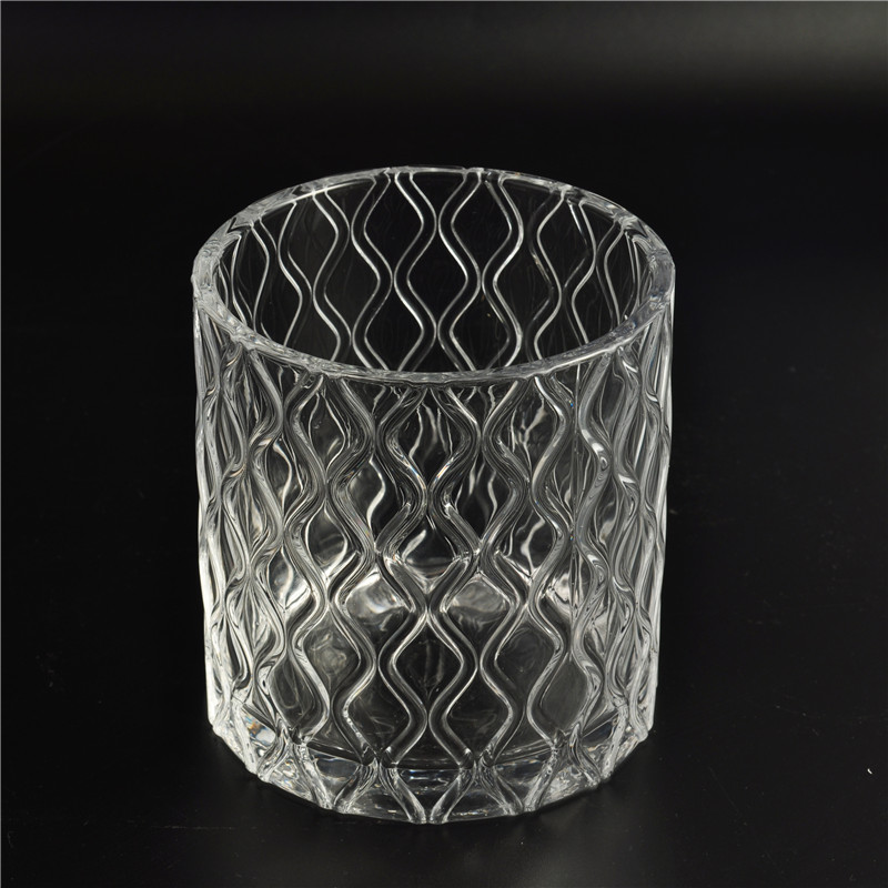 Giant clear emboss candle jar