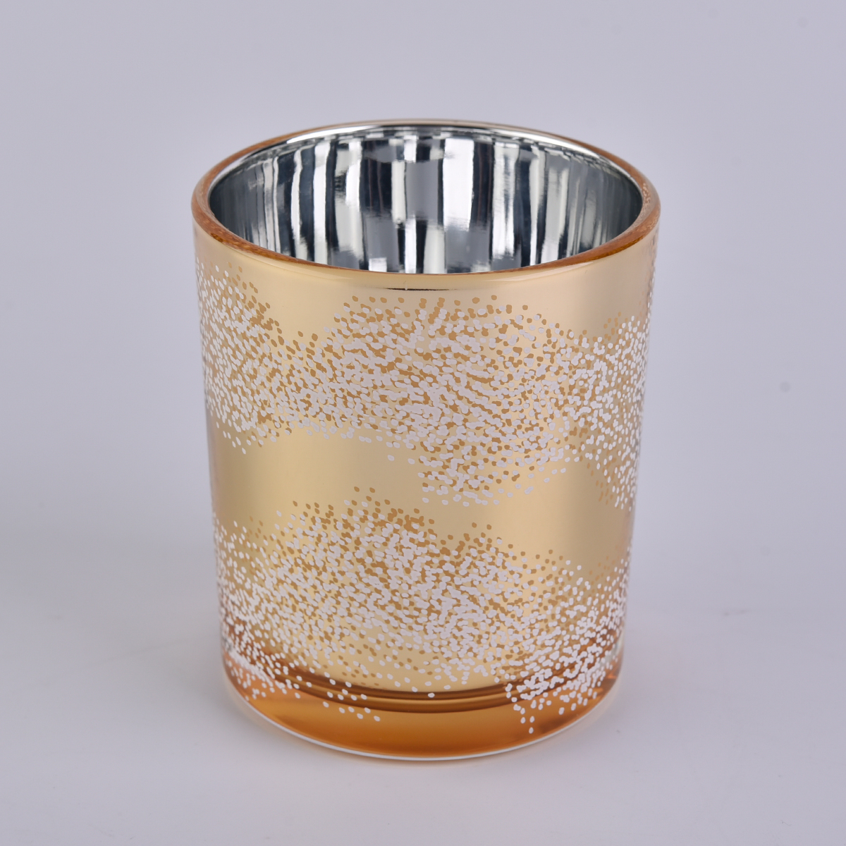 Стеклянная банка для свечей с рисунком шелковой ширмы