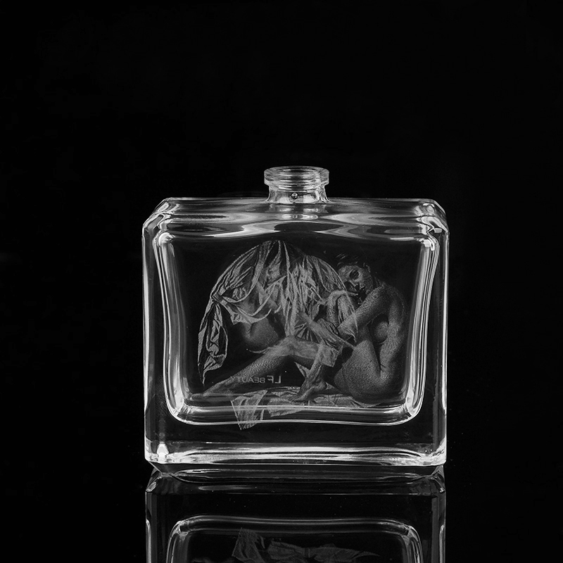 Glass perfume bottle with laser logo