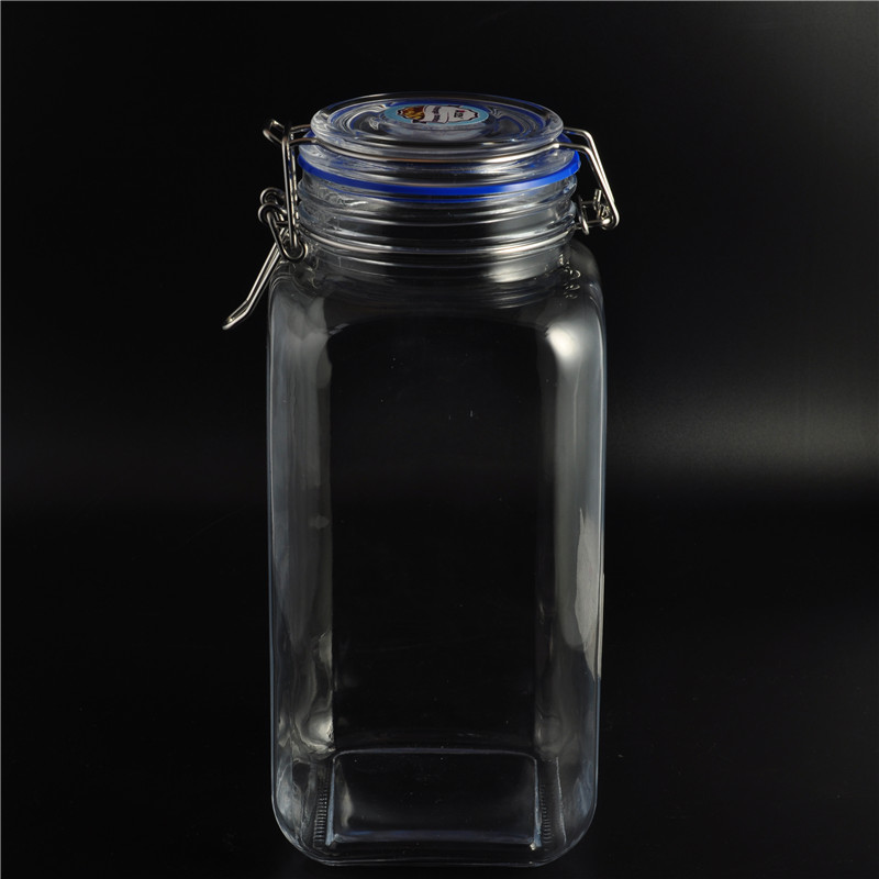 Glass storage jar for food glass container with lid
