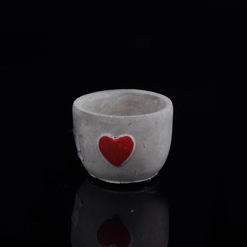 Heart Pattern Concrete Candle Holders