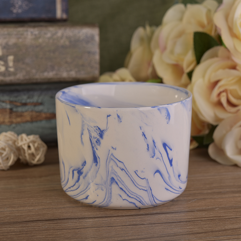 Home decoration marble glazed ceramic candle jars