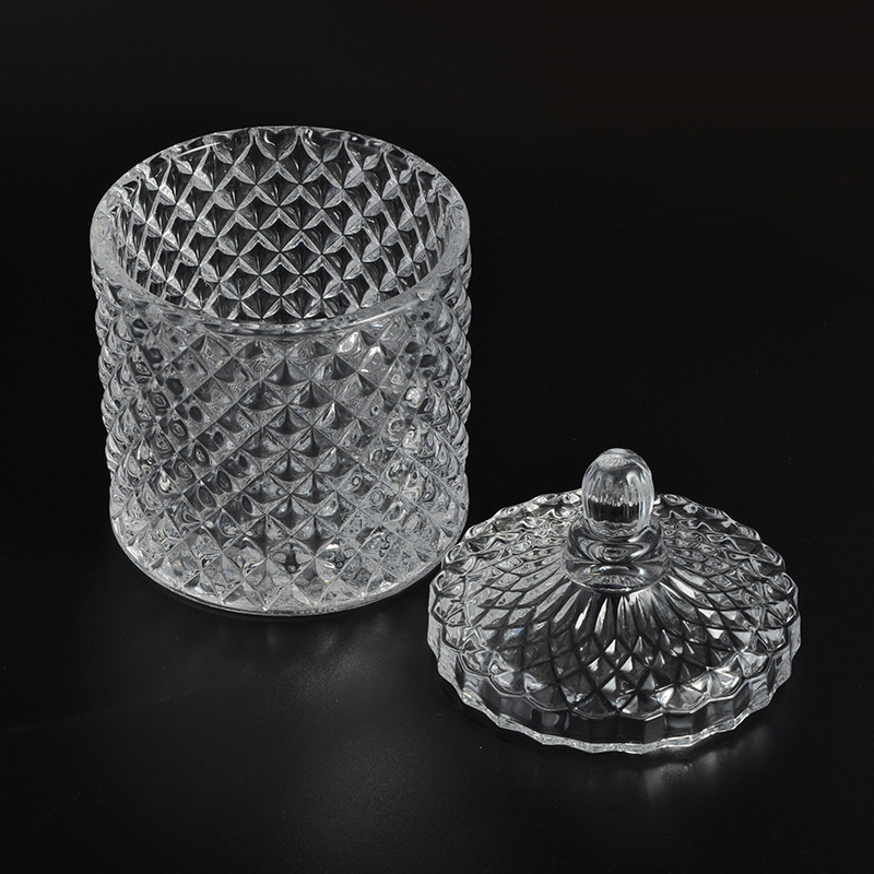 Home decoration unique design glass candle jar with lid
