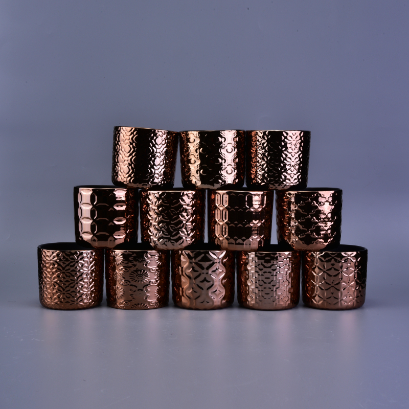 Горячий продавать coopery коричневый остеклении керамические свечи банки для Рождества