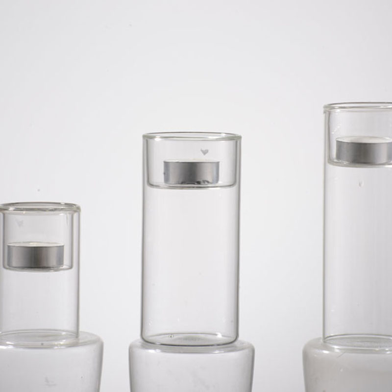 Hot selling wedding decoration clear borosilicate tealight candle holders in glass