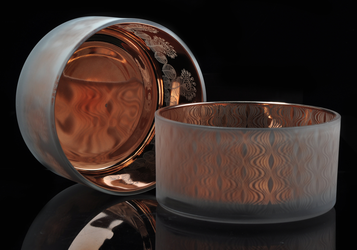 Portavelas grandes de vidrio para 4 velas de mecha