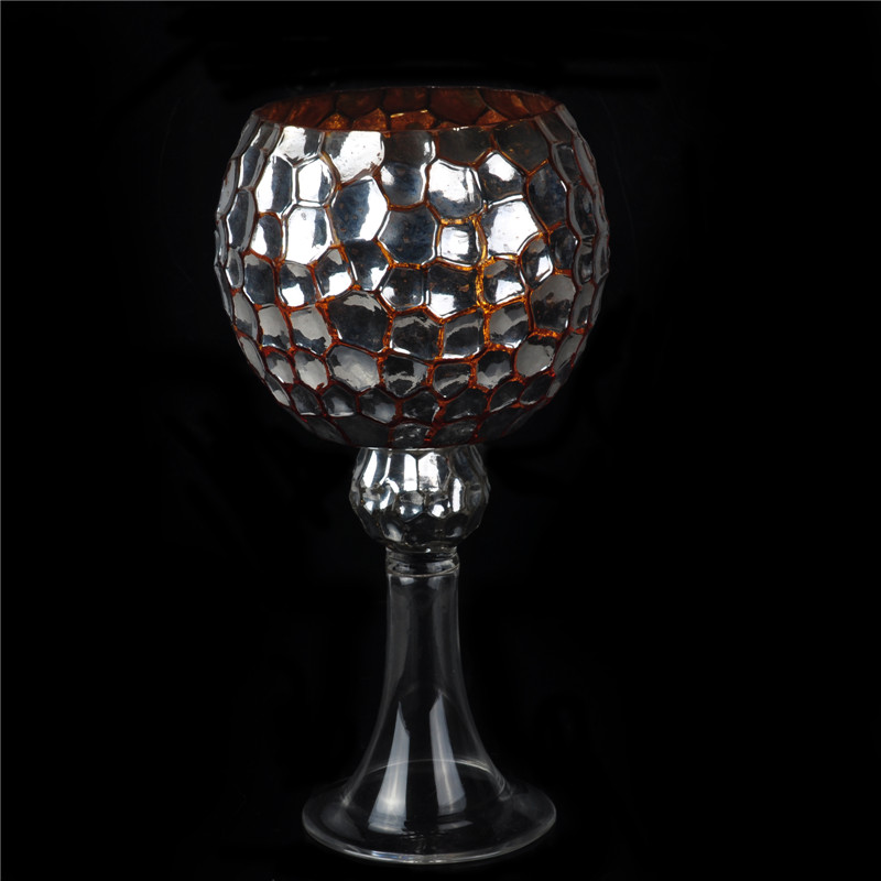 Large tall glass candle holder for hotel wedding