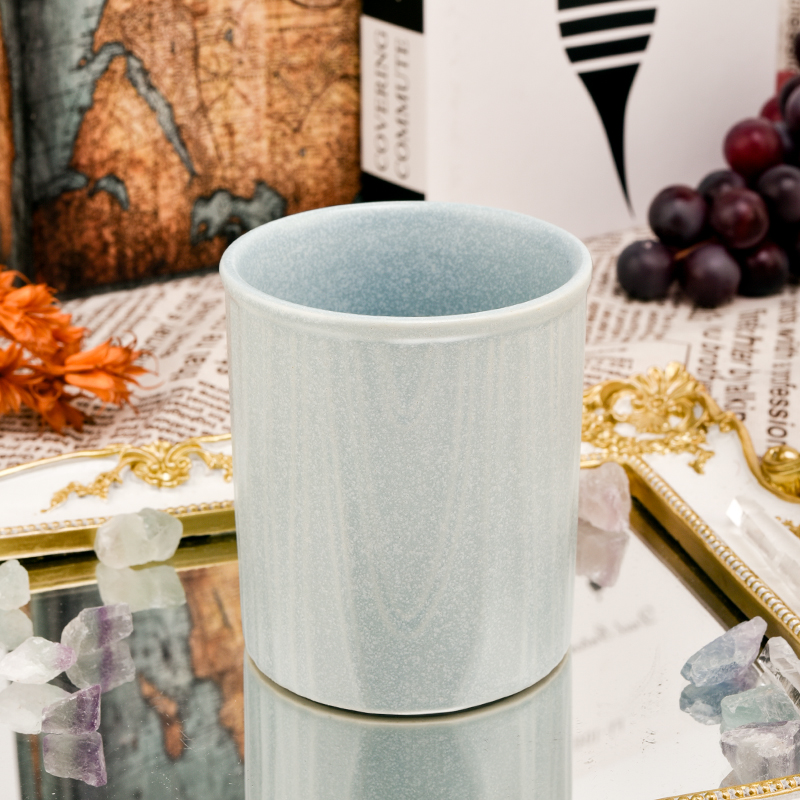 Luxury 12oz blue ceramic marble effect candle jar manufacturer