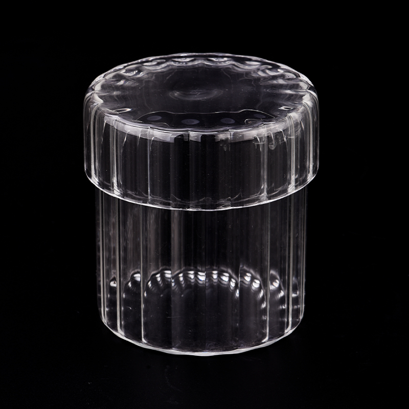 Luxury 18oz clear glass candle jars with glass lids for home decor