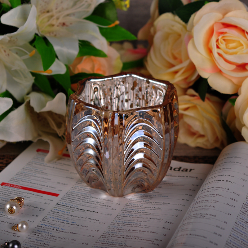 Luxury Golden Sprayed Mercury Electroplated Glass Candle Containers