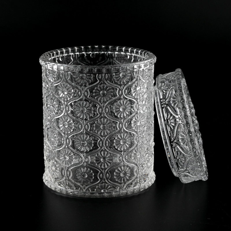 Luxury geographic cutting glass candle holders and candle jars with lid
