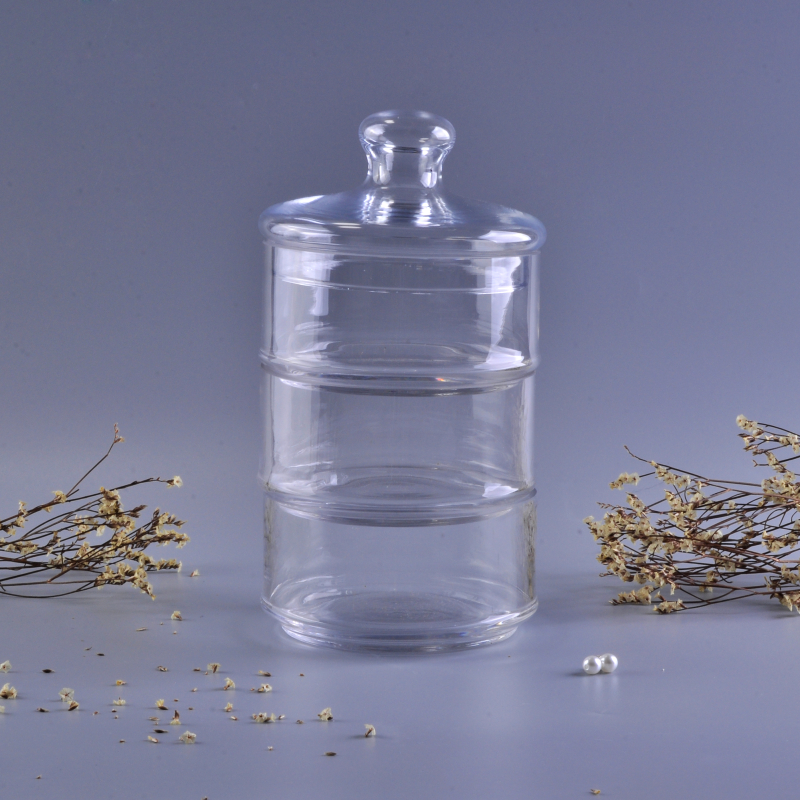 Machine blown decating storage jar candle holder with lids