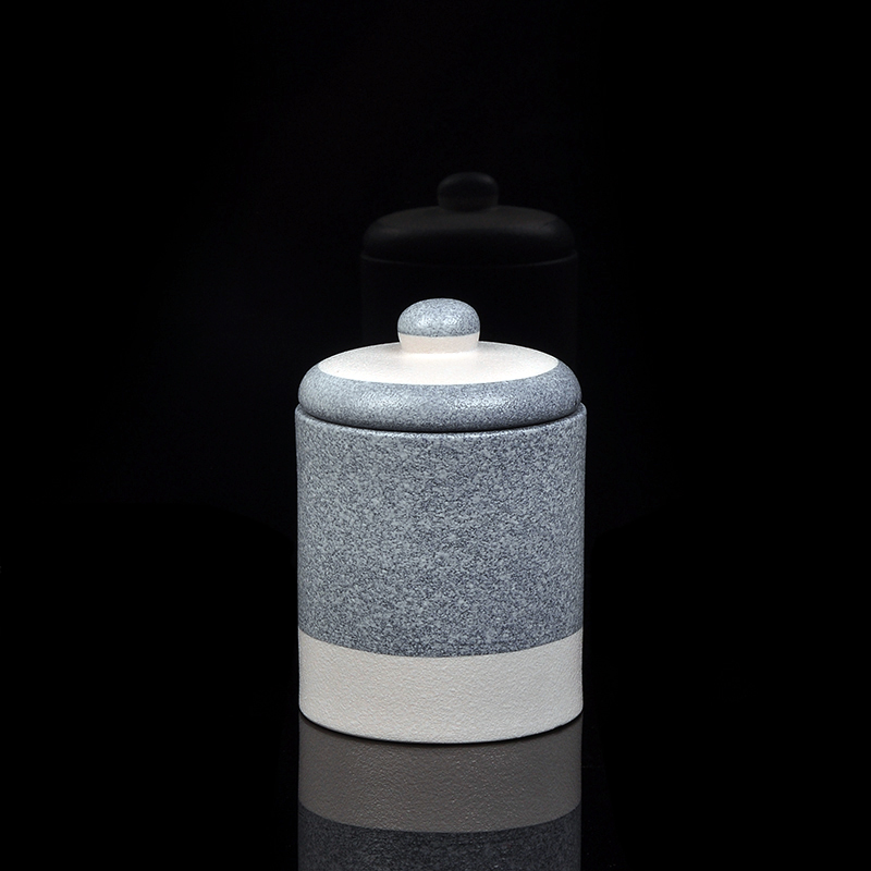 Marble finish ceramic candle holders