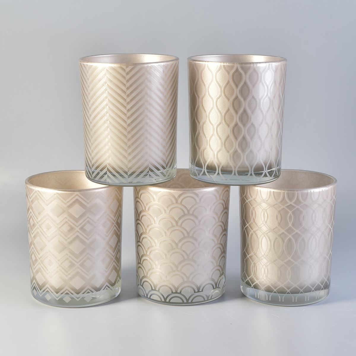 Metalic painting 17oz wax filling glass candle jar