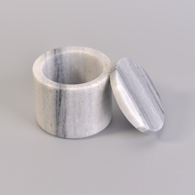 Mini 55ml vertical pared de mármol de piedra de la vela de contenedores con tapa