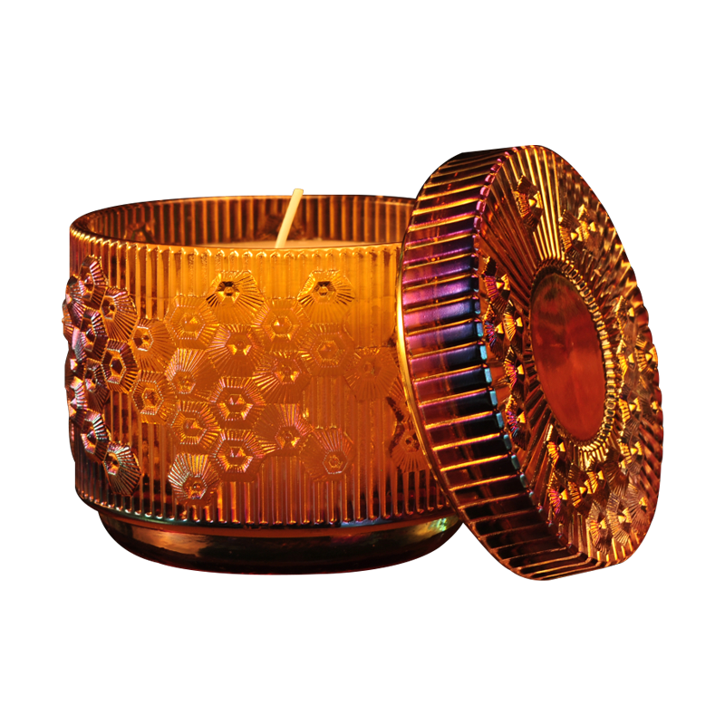 Nowoczesne świeckie słoiki z pokrywkami 380ml Szkło Materiał Coral Reef Embossed Pattern Design