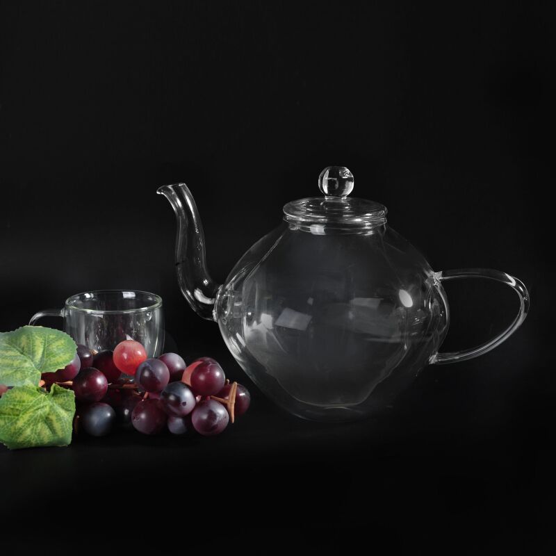 Soffiato a bocca alta borosilicato Pyrex Glass Teapot