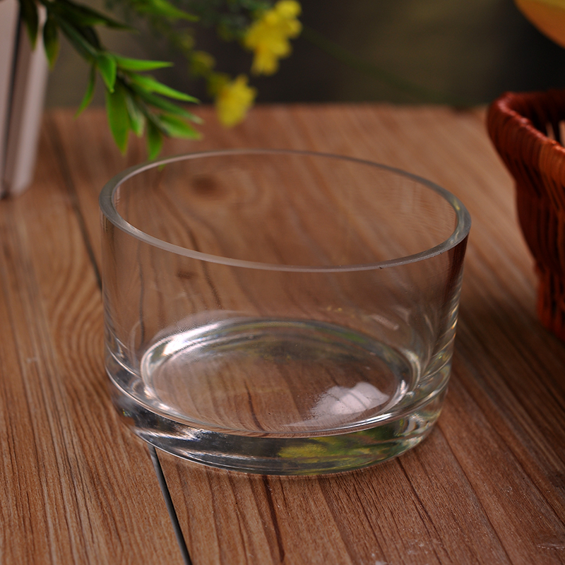 Grande vaso di vetro per candele e soffiato