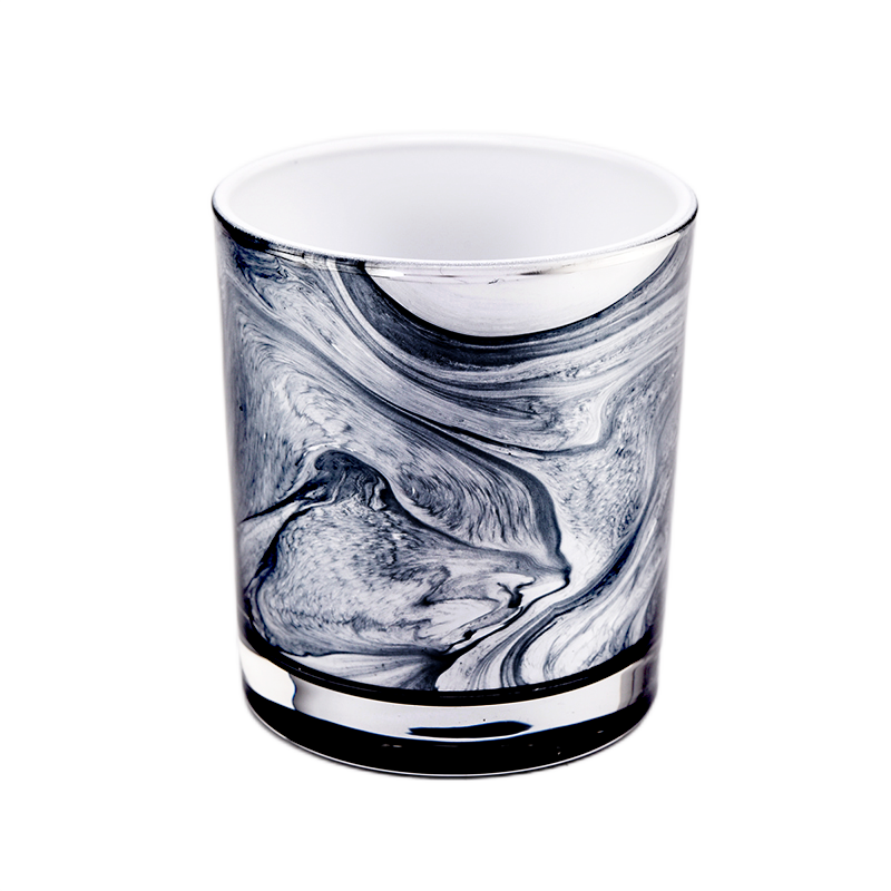 New 300ml luxury design pattern empty glass candle jar wholesale