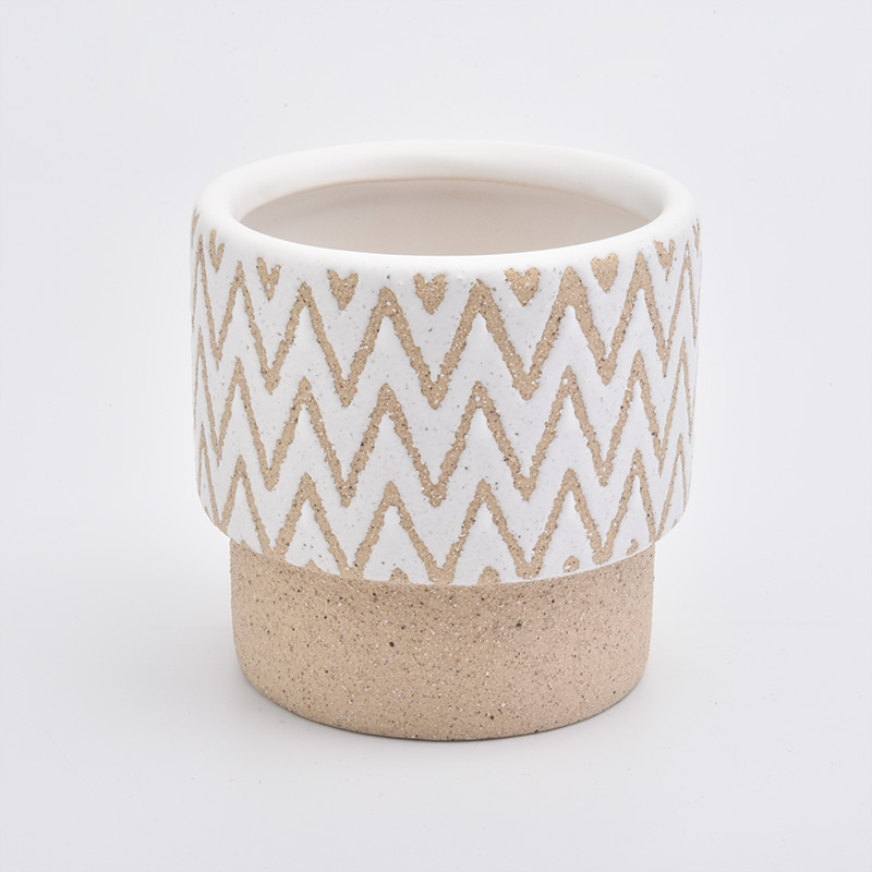 Recentemente castiçais de 16 onças de cerâmica com vaso de cor laranja claro para decoração de casa