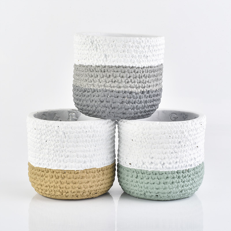 Número de produtos: Woven bag effect concrete 15oz frasco de vela home decoration flowerpot yellow