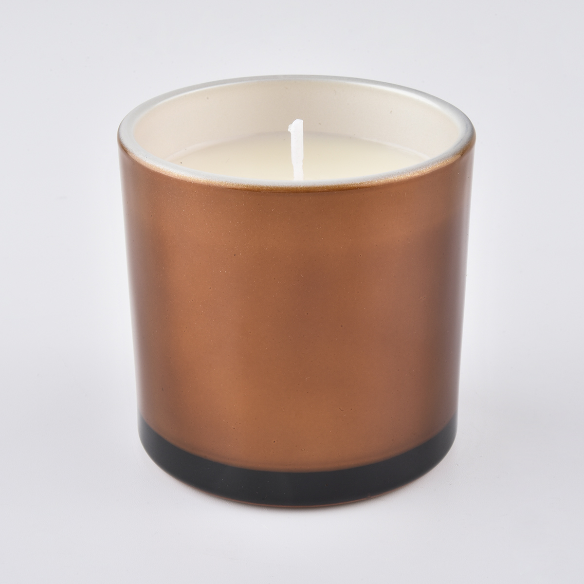 Outter amber glass candle jar inner white color glass candle jar