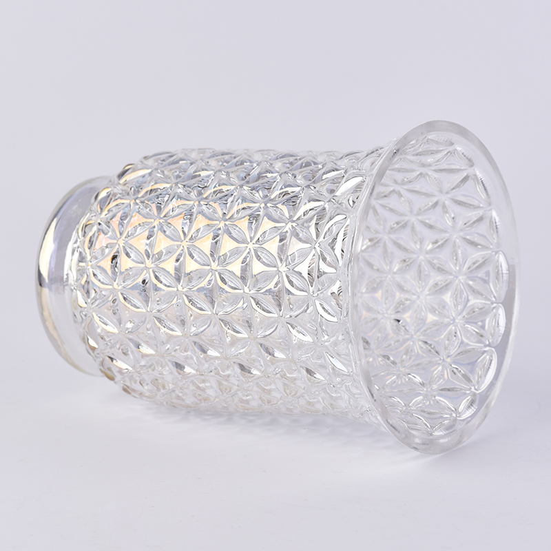 Pearl white glass hurricane candle holder for Christmas decoration