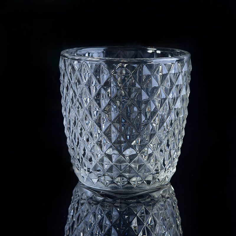Popular 8OZ Diamond Pattern Glass Candle Holders