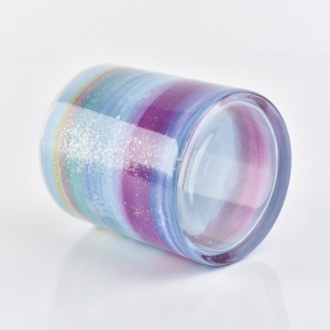 Rainbow Pattern Hand Blown 750ml Candle Container Wholesale