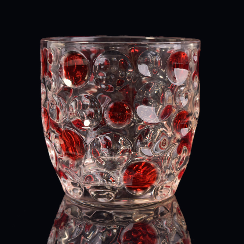 Red dot debossed Glass Becher für Kerze