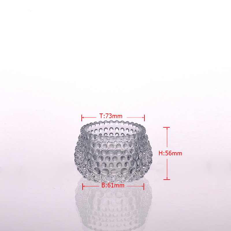 Rodada Padrão Pérola Suporte de vela de vidro