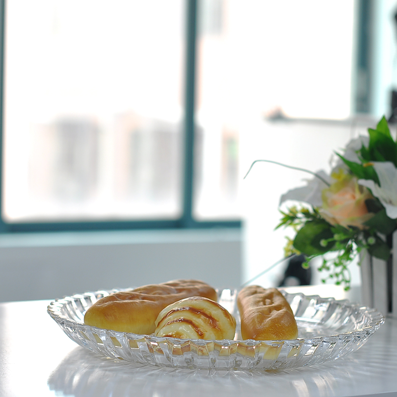 Placa de vidro Stripe redonda grande fruta