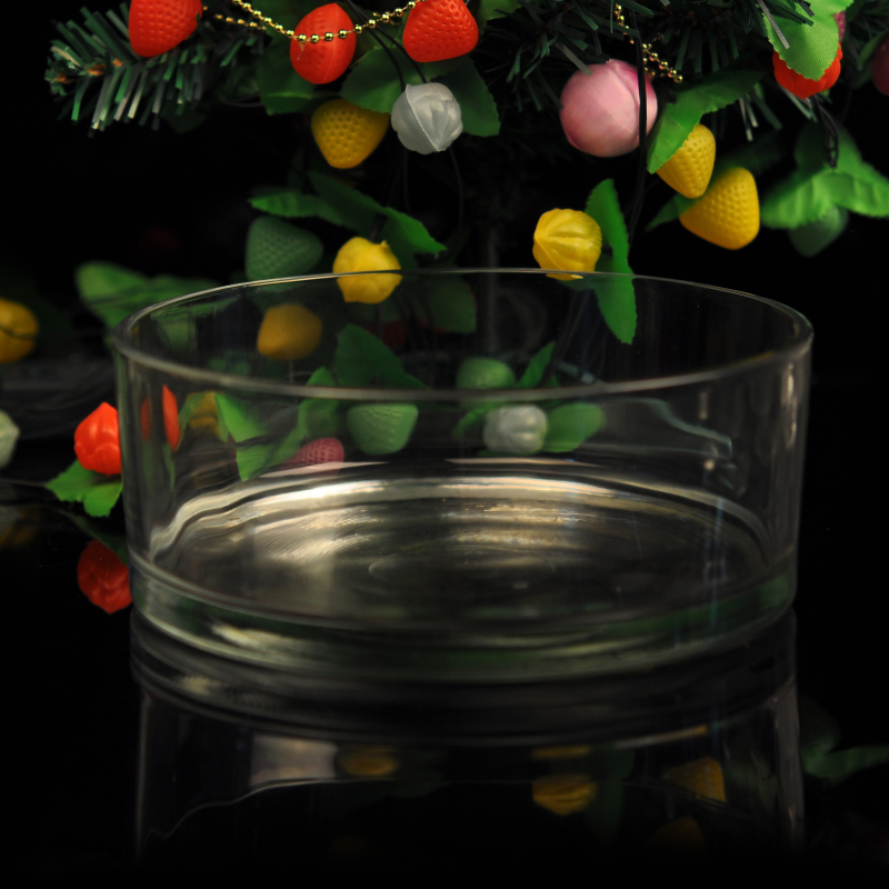 Round large cylinder glass candle jar