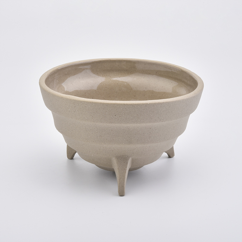 Sandy Soil Candle Containers Footed Ceramic Candle Holders Home Decoration