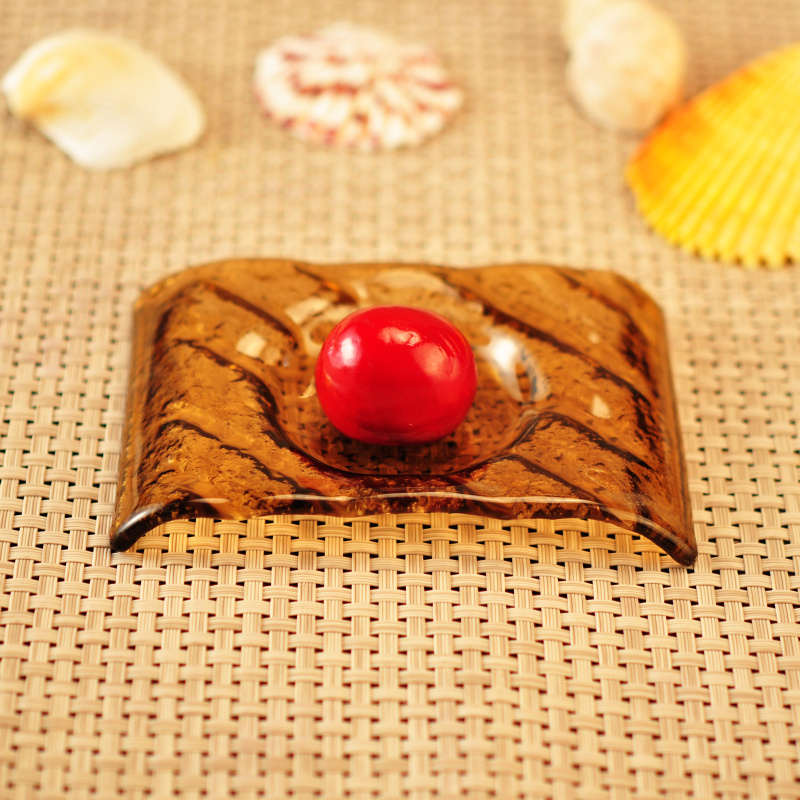 Vidro âmbar pequeno molho prato prato