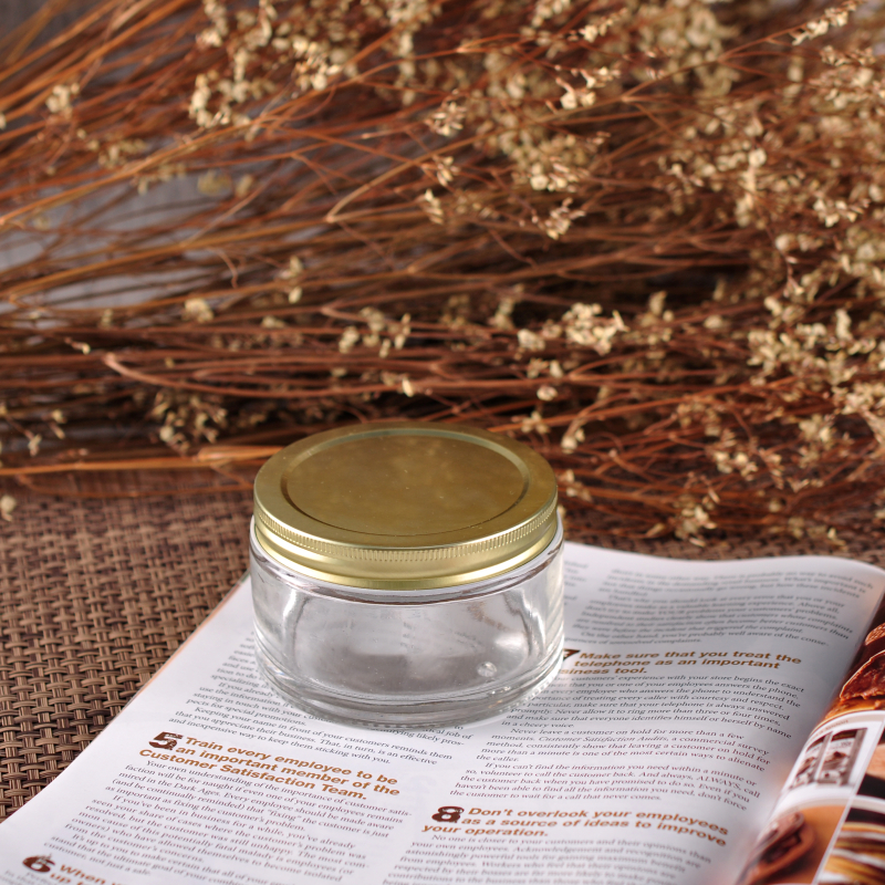 Малый стеклянный косметический стеклянную банку с герметичной крышкой металла