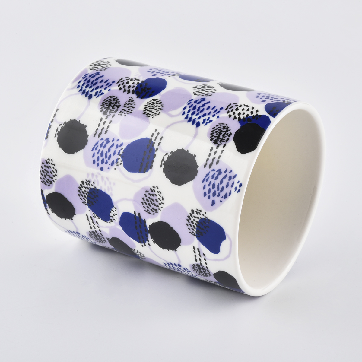 Kerzenhalter aus Keramik mit Frühlingsdruck