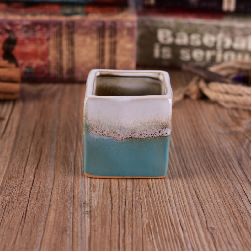 Square ceramic vase for candles