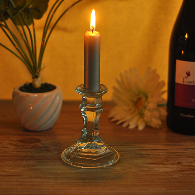 Tall Crystal T light Holder Glass Candle holder votive