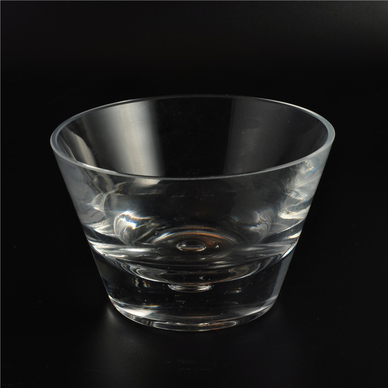 Transparent cut glass candle bowl