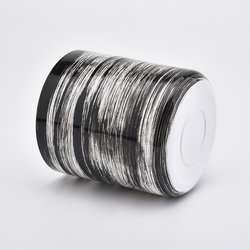 Unique Hand Brush Black Glass Candle Vessel