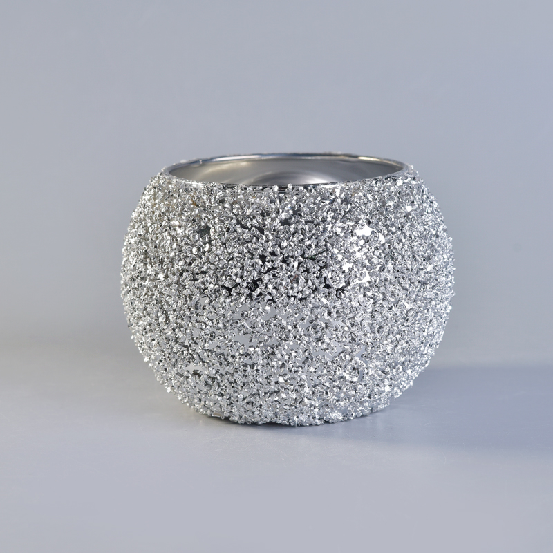 Unique design silver ball-shape glass candle vessels