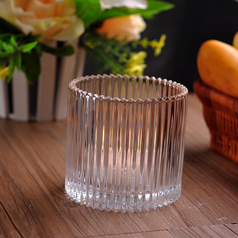 Vertical Stripe Clear Candle Container Wholesale