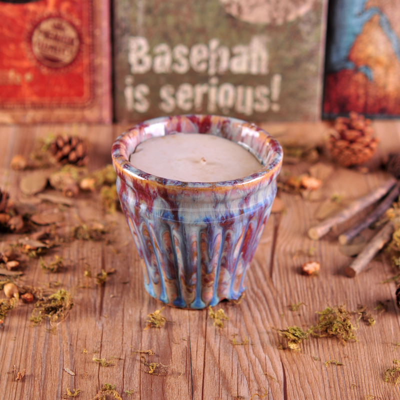 Votive Ceramic Candle Holder With Mixing Pigment Pattern