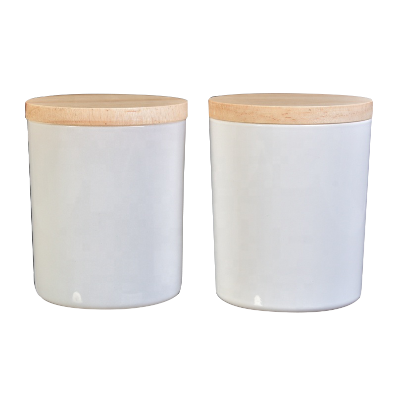 Weiße Glaskerzengläser mit Deckel für Geschenkgroßverkauf